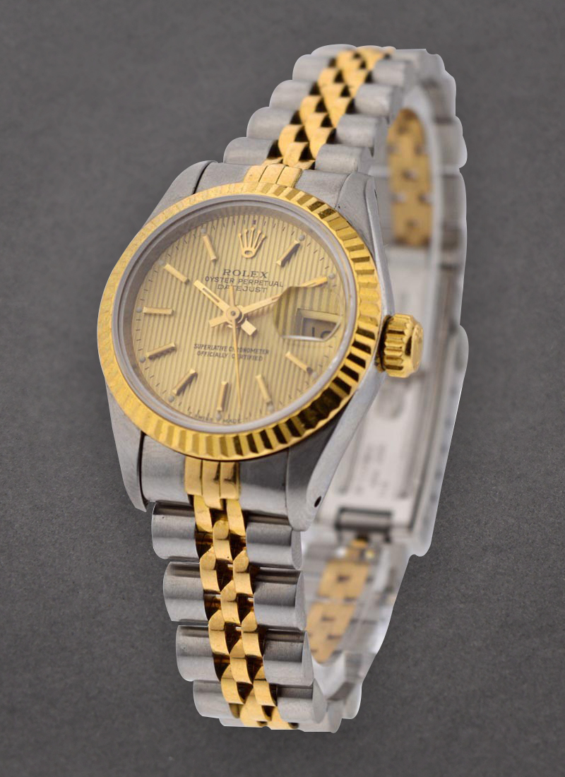 Pre-Owned Rolex Lady's 26mm Datejust in Steel with Yellow Gold Fluted Bezel