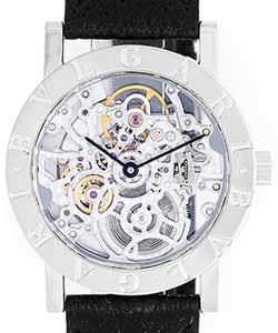 Skeleton 33mm Automatic in White Gold On Black Alligator Strap with Skeleton Dial