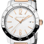 Bvlgari 41mm in 2-Tone On Steel and Rose Gold Bracelet with Silver Dial