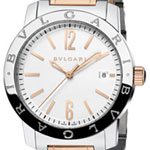 Bvlgari 41mm in 2-Tone On Steel and Rose Gold Bracelet with Silver Dial