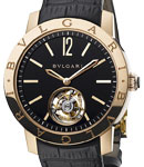 Bvlgari Tourbillon 41mm Automatic in Rose Gold On Black Alligator Leather Strap with Black Dial