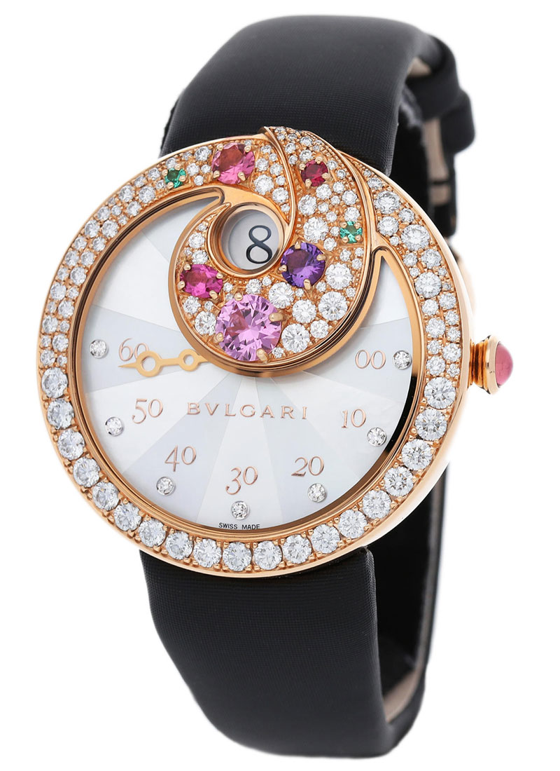 Bvlgari Berries Jumping Hours Retrograde Minutes Ladies 40mm Automatic in Rose Gold with Diamond Bezel