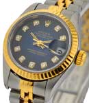 2-Tone Ladies Datejust in Steel with Yellow Gold Fluted Bezel on Steel and Yellow Gold Jubilee Bracelet with Blue Diamond Dial