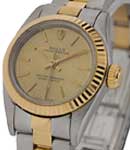 Oyster Perpetual No Date 26mm in Steel with Yellow Gold Fluted Bezel on Oyster Bracelet with Champagne Stick Dial
