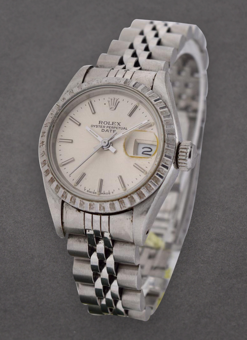 Pre-Owned Rolex Ladies Date in Steel with Engine Bezel