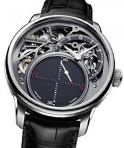 Masterpiece Seconde Mystarieuse Mens 43mm Automatic in Steel On Black Alligator Strap with Black Skeletonized Dial