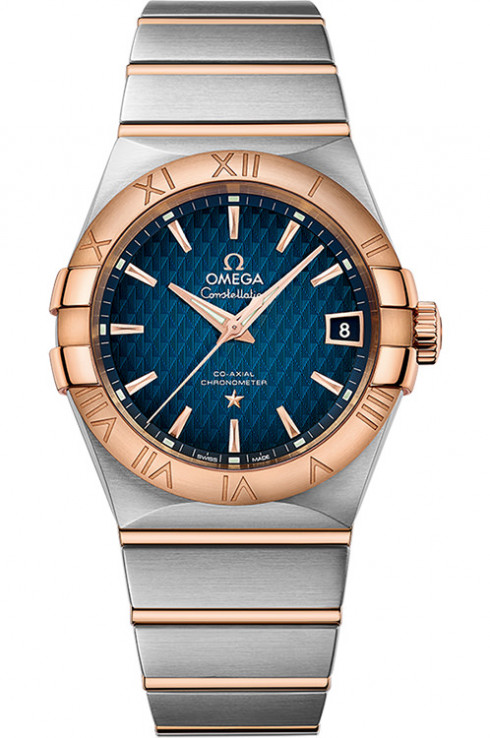 Constellation Date Mens 38mm Automatic in Steel and Rose Gold On Steel and Rose Gold Bracelet with Blue Textured Dial