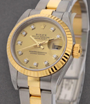 2-Tone 26mm Datejust in Steel with Yellow Gold Fluted Bezel on Steel and Yellow Gold Oyster Bracelet with Champagne Diamond Dial