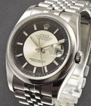 Datejust 36mm with Jubilee Bracelet and Domed Bezel Tuxedo Dial - Bezel Engraved