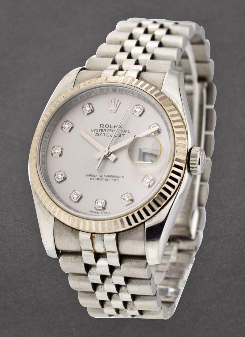 Pre-Owned Rolex Datejust 36mm in Steel with White Gold Bezel