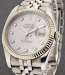 Datejust 36mm in Steel with White Gold Bezel on Jubilee Bracelet with Silver Diamond Dial