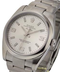 New Style Air King in Steel with Smooth Bezel on Oyster Bracelet with Silver Arabic Dial
