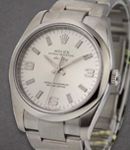 New Style Air King in Steel with Smooth Bezel on Oyster Bracelet with Silver Arabic Dial