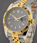 2-Tone Datejust 36mm with Turn-O-Graph Bezel on Jubilee Bracelet with Slate Grey Dial with Gold Stick