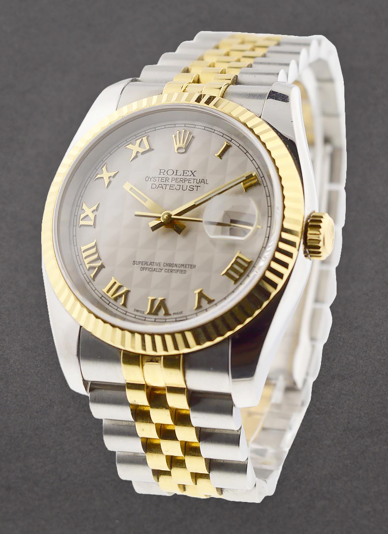 Pre-Owned Rolex Datejust 36mm in Steel with Yellow Gold Fluted Bezel