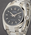 Datejust 36mm in Steel with Domed Bezel on Oyster Steel Bracelet with Black Index Dial