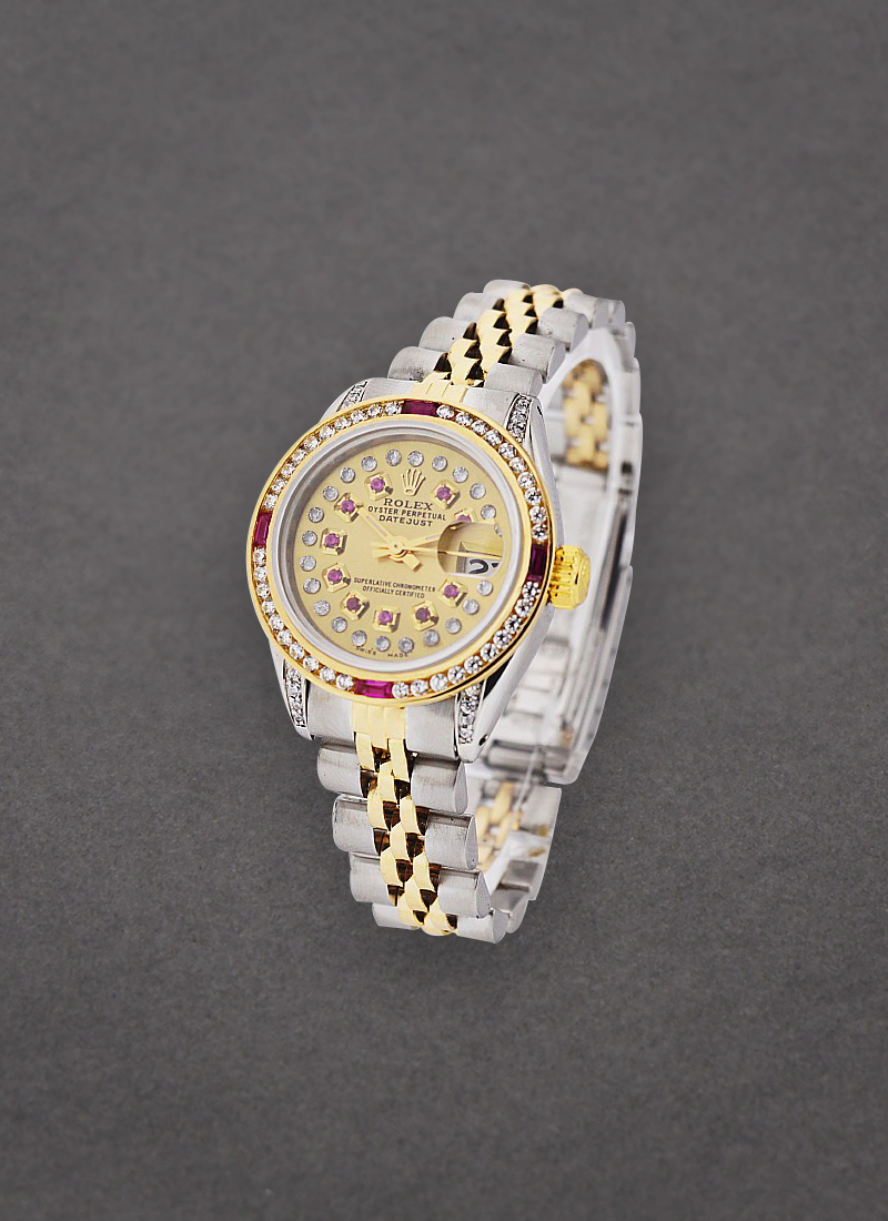 Pre-Owned Rolex Lady's 2-Tone Datejust in Steel and Yellow Gold with Diamond Lugs