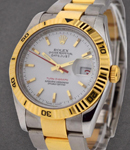 Datejust 36mm in Steel with Yellow Gold Turn-O-Graph Bezel on Oyster Bracelet with White Stick Dial