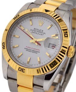 Datejust 36mm in Steel with Yellow Gold Turn-O-Graph Bezel on Oyster Bracelet with White Stick Dial