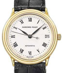 Classic 33mm Automatic in Yellow Gold On Black Alligator Leather Strap with White Roman Dial