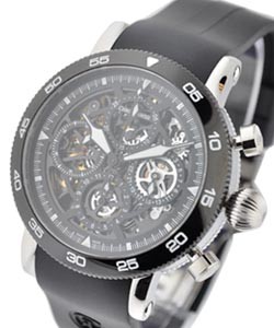 Timemaster Chronograph in Steel with Black Bezel on Black Rubber Strap with Skeleton Dial