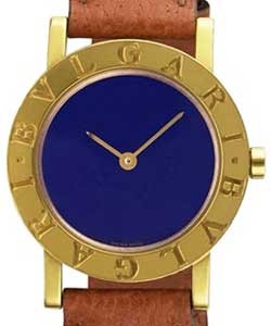 Classic in Yellow Gold on Brown Leather Strap with Lapis Dial
