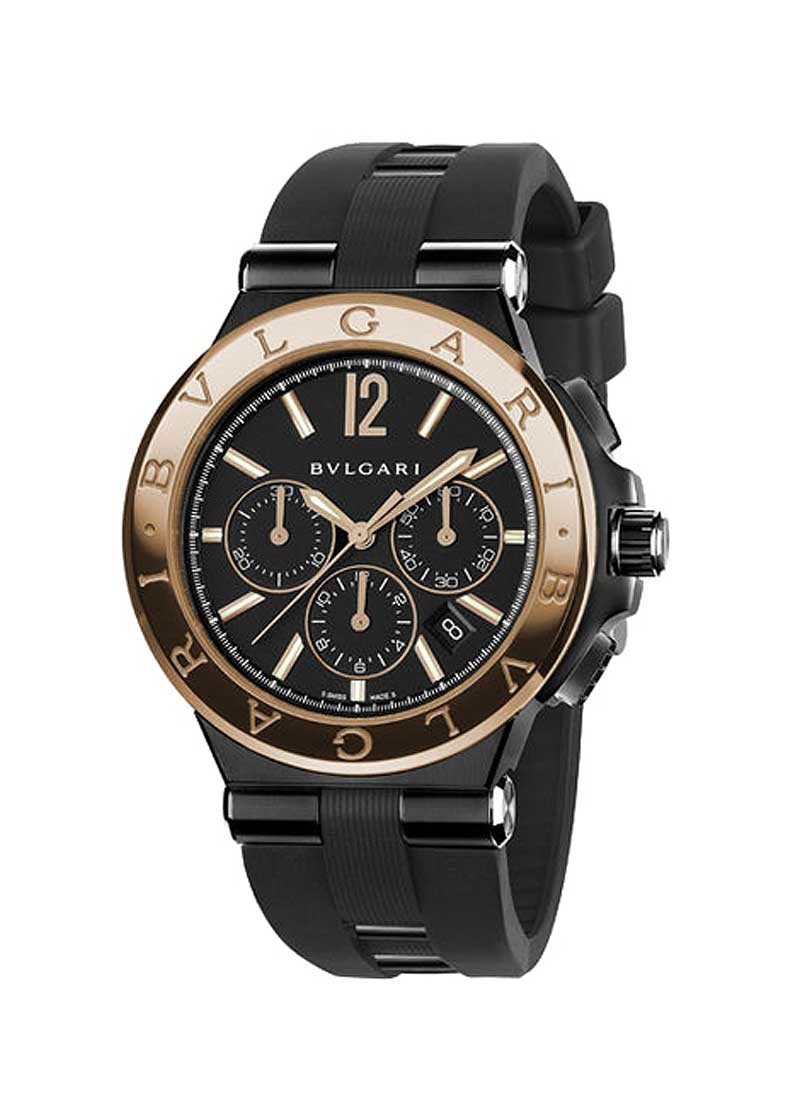 Bvlgari Diagono 42mm Automatic Chronograph in Steel with Pink Gold Bezel