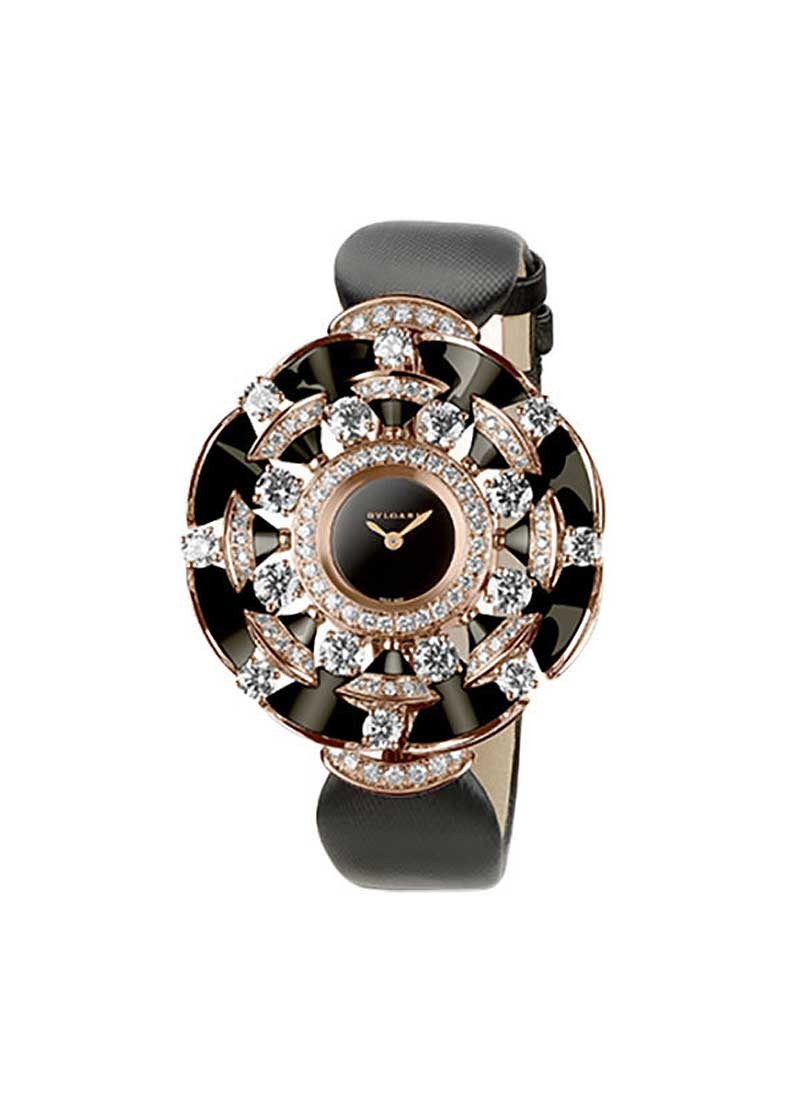 Bvlgari Diva 39mm in Rose Gold with Diamonds and Onyx