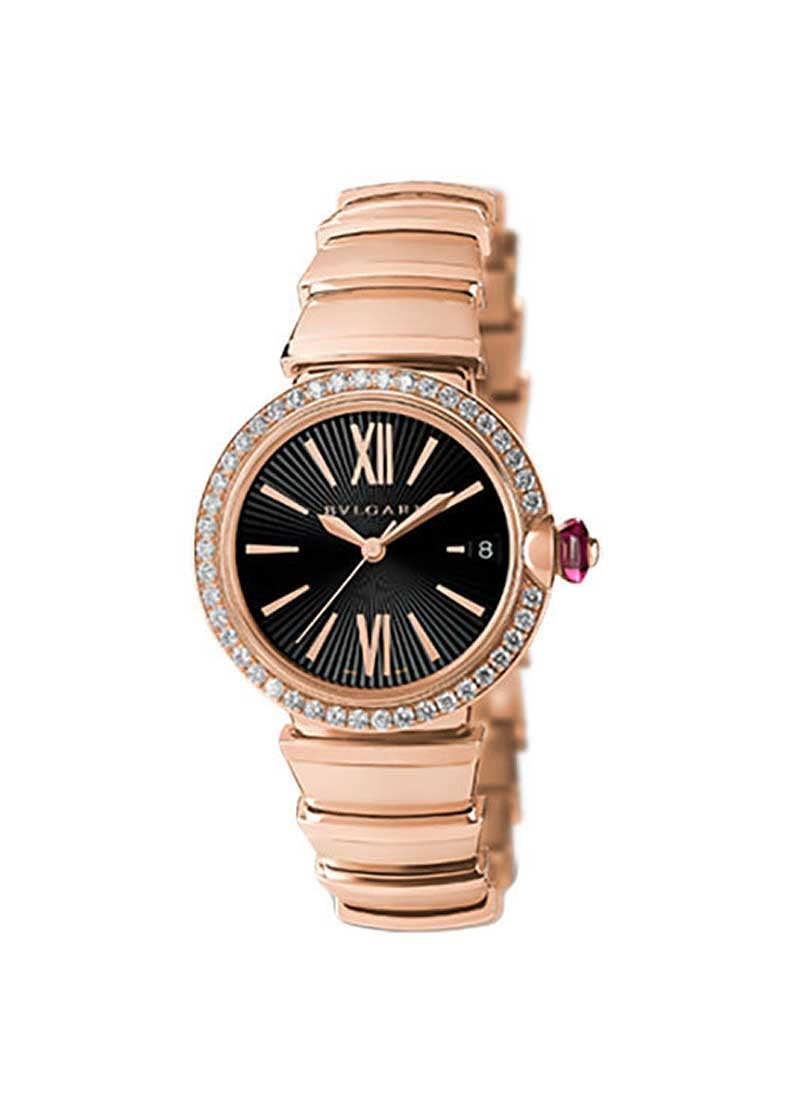 Bvlgari Lucea Date Ladies 33mm Automatic in Rose Gold with Diamond Bezel