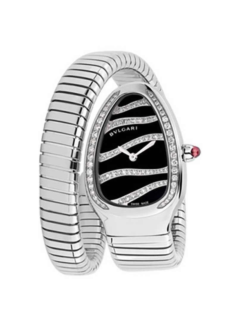 Bvlgari Serpenti Tubogas 35mm in Stainless Steel Set With Diamonds