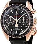 Speedmaster Automatic Mens  in Rose Gold On Black Alligator Leather Strap with Black Dial