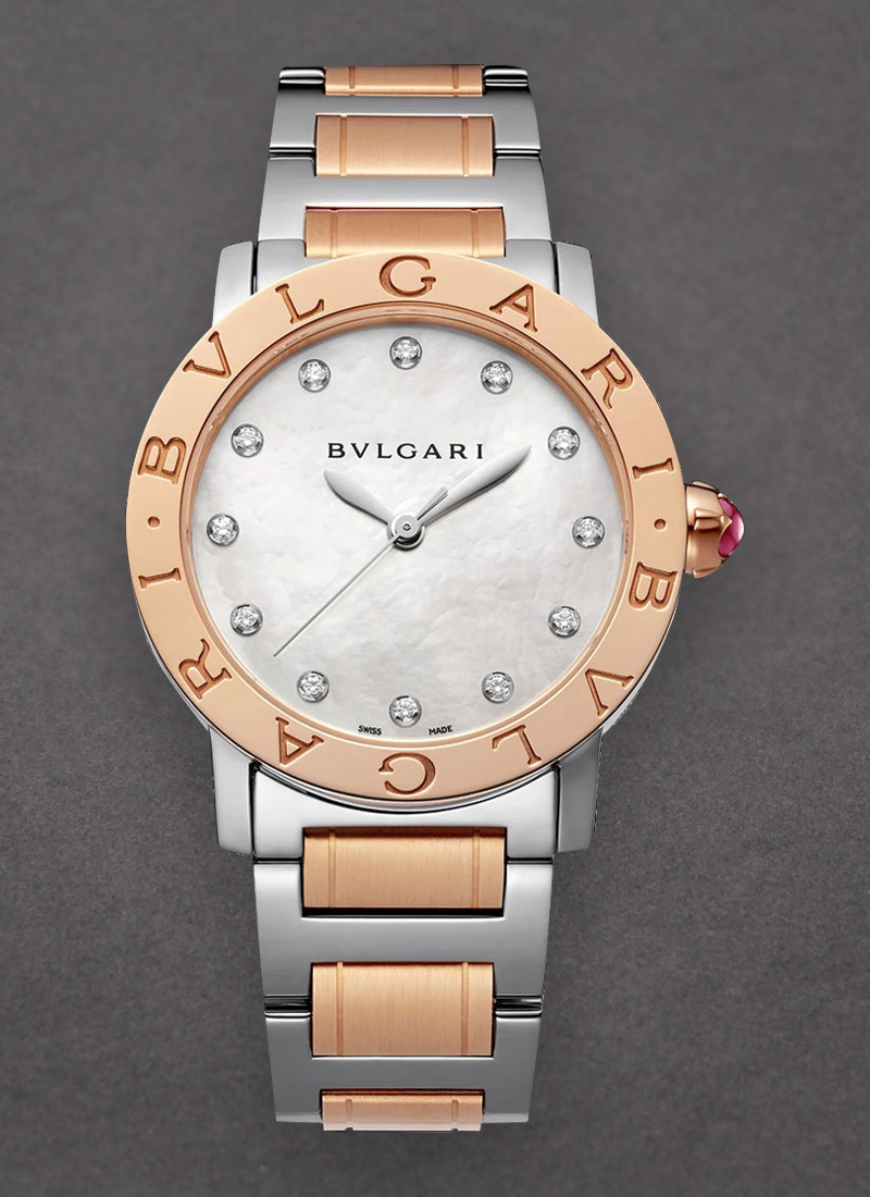 Bvlgari Bvlgari Ladies 33mm Automatic in Steel and Rose Gold Bezel