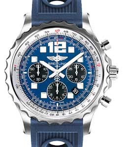 Professional Chronospace 46mm Automatic in Steel on Blue Rubber Strap with Blue Dial