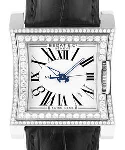 No. 1 in Steel with Diamond Case on Black Leather Strap with White Roman Dial