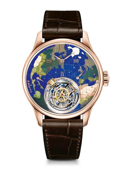 Academy Christophe Colomb Mens in Rose Gold On Brown Alligator Leather Strap with Multicolor Dial