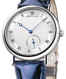 Classique Automatic in White Gold On Blue Crocodile Leather Strap with Silver Dial