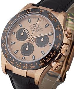Daytona Cosmograph in Rose Gold with Black Ceramic Bezel on Strap with Rose Dial - Black Sub-Dials