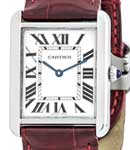 Tank Solo Ladies Quartz in Steel on Red Alligator Leather Strap with White Roman Dial