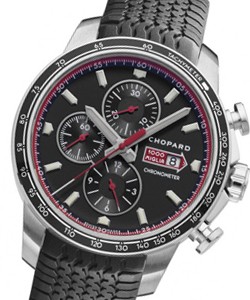 Mille Miglia GTS Chronograph in Steel On Black Rubber Strap with Black Dial