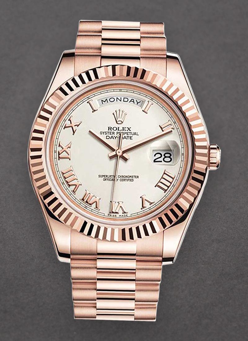 Pre-Owned Rolex President Day-Date 41mm in Rose Gold with Fluted Bezel