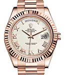 President Day-Date 41mm in Rose Gold with Fluted Bezel on President Bracelet with Ivory Roman Dial