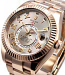 Sky Dweller 42mm in Rose Gold With Fluted Bezel on Oyster Bracelet with Sundust Roman Dial