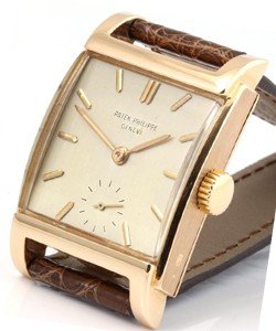Vintage Square in Rose Gold 2476R- Circa 1951 on Brown Alligator Leather Strap with Opaline Dial