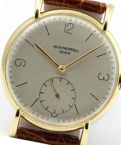 Vintage Calatrava 1543J - Yellow Gold - Circa 1947 On Brown Leather Strap with Opaline Dial 