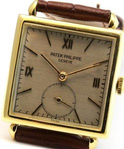 Vintage Gondolo 1432J in Yellow  Gold - Circa 1944 On Brown Alligator Leather Strap with Silver Opaline Dial