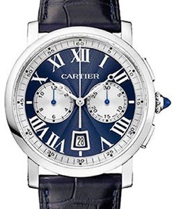 Rotonde Mens 40mm Automatic in White Gold On Blue Alligator Strap with Blue Roman Dial