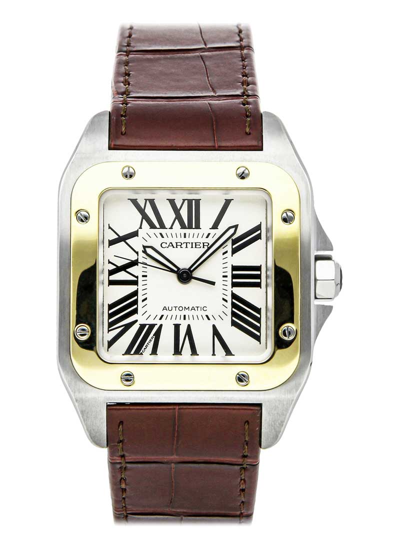 Cartier Santos 100 Large Mens 38mm Automatic in Steel and Yellow Gold