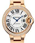 Ballon Bleu in Rose Gold with Diamond Bezel on Rose Gold Bracelet with Silver Roman Dial