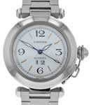 Pasha C Big Date Mens 35mm Automatic in Steel On Steel Bracelet with White Arabic Dial