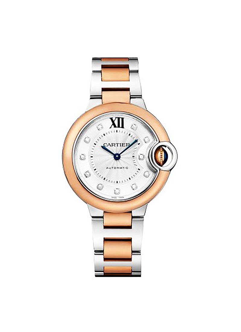 Cartier Ballon Belu de Cartier Mens 33mm Automatic in Steel and Rose Gold